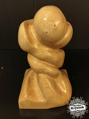 Talla, (El beso). Madera de álamo. David Melgosa.